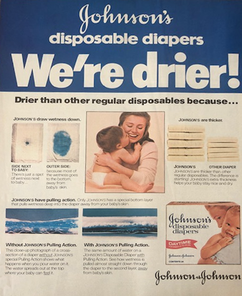 Johnson and Johnson disposable diaper ad
