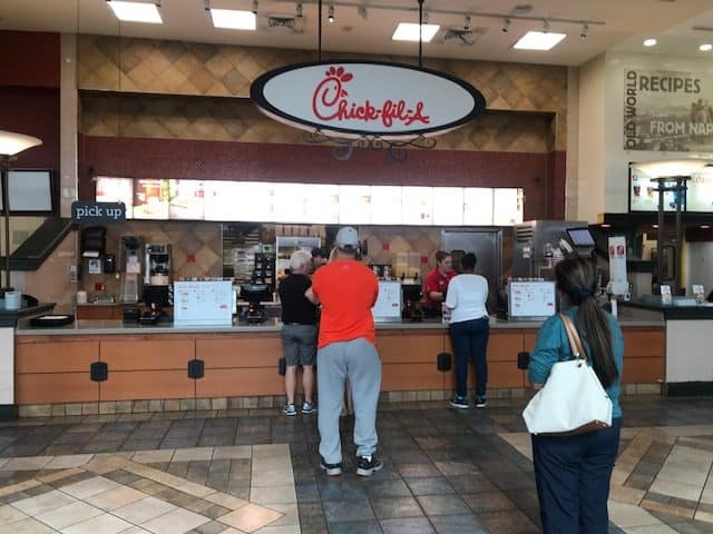 people waiting at Chick-fil-A
