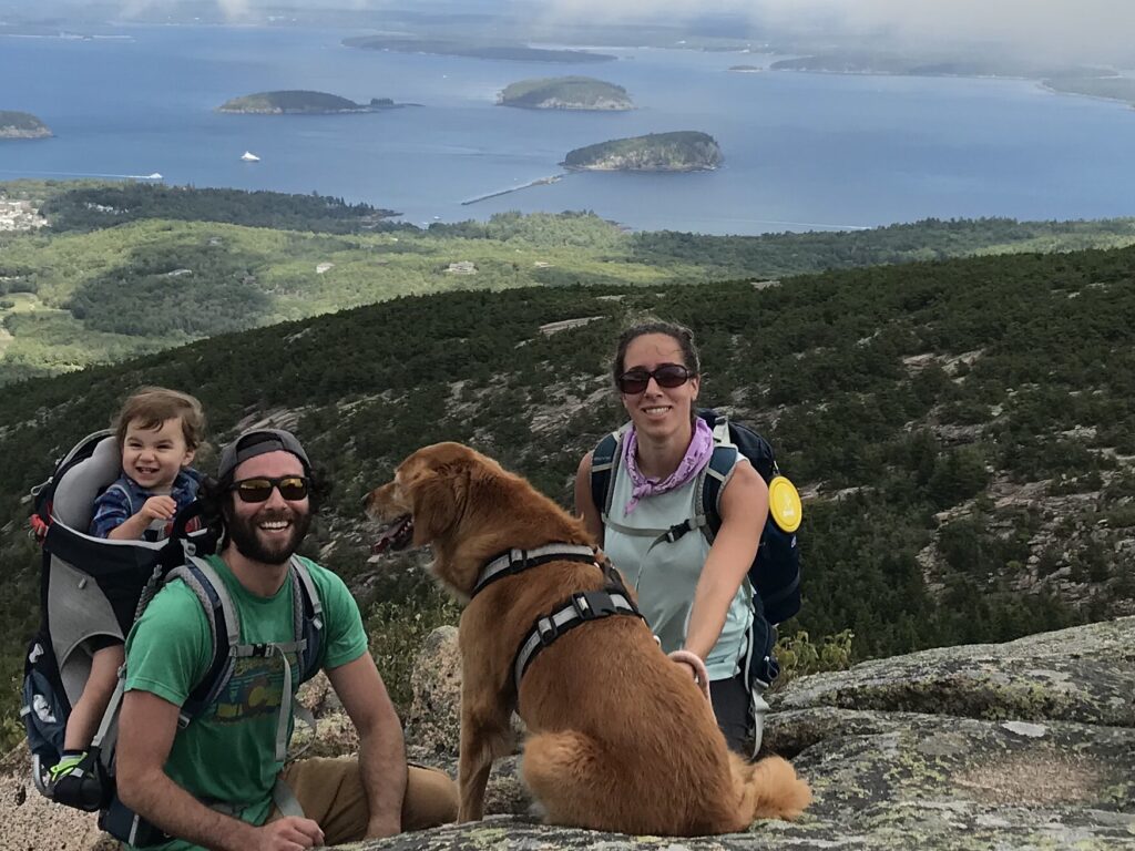 family hiking together