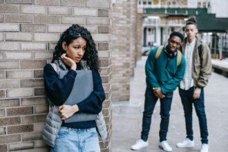 high school female being bullied by 2 males