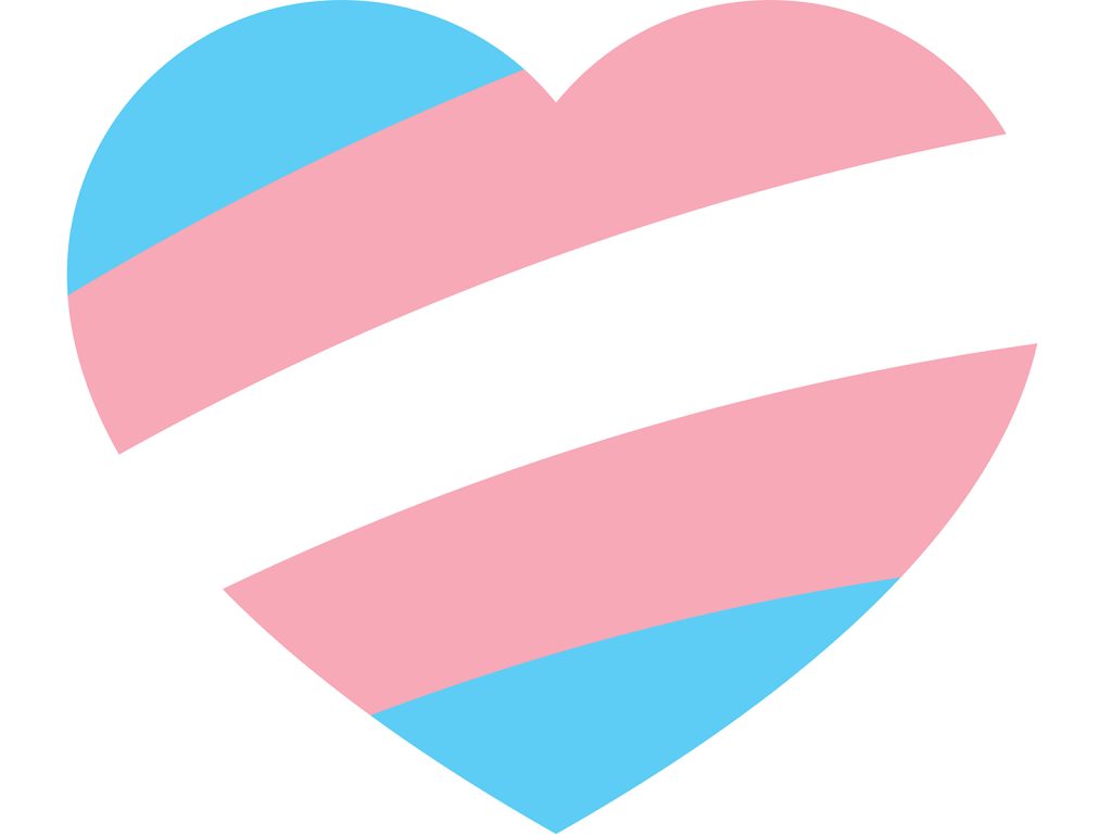 Blue, pink and white colored heart icon, as the colors of the transgender flag