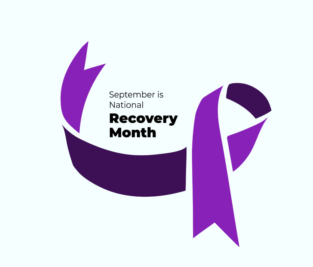 September is National Recovery Month. Vector illustration with ribbon on white background